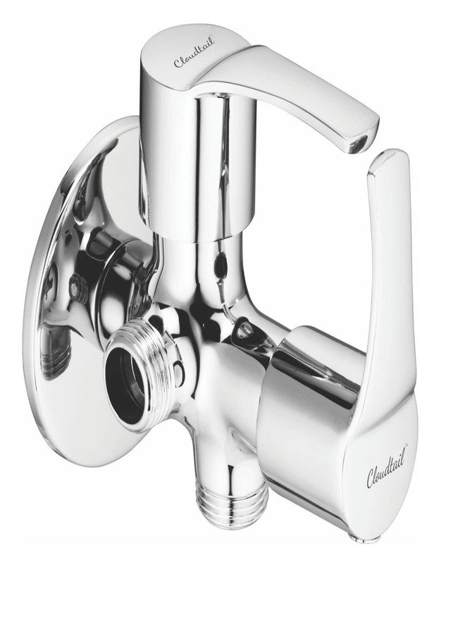 Cloudtail® 2 Way Angle Valve|Pipe Valve |2In1|Step Handle|(Cdt6101)|Dual Lever|Dual Function|With Wall Flange|Ideal For: Kitchen|Sink|Bathroom|Wash Basin|Material: Brass|Color: Silver|Set Of 1 - Image 1